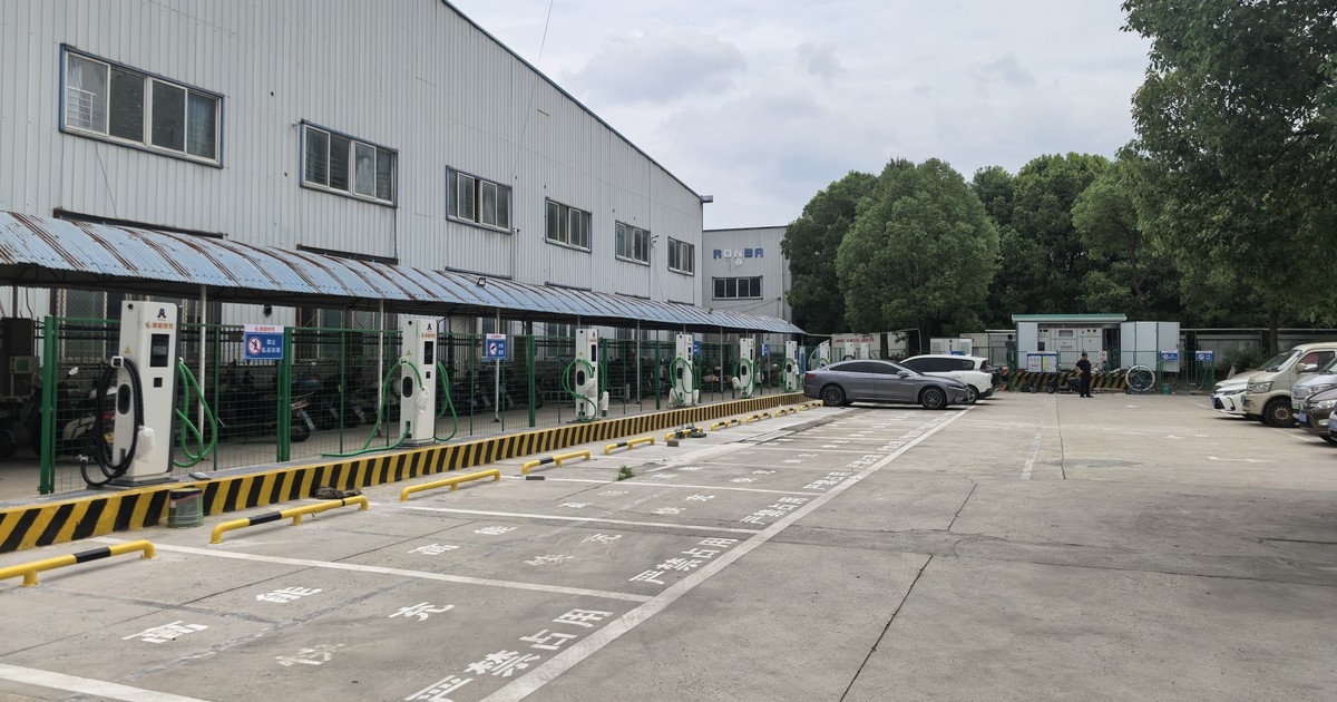 Installed high-power EV charging equipment at a real multi-bay site