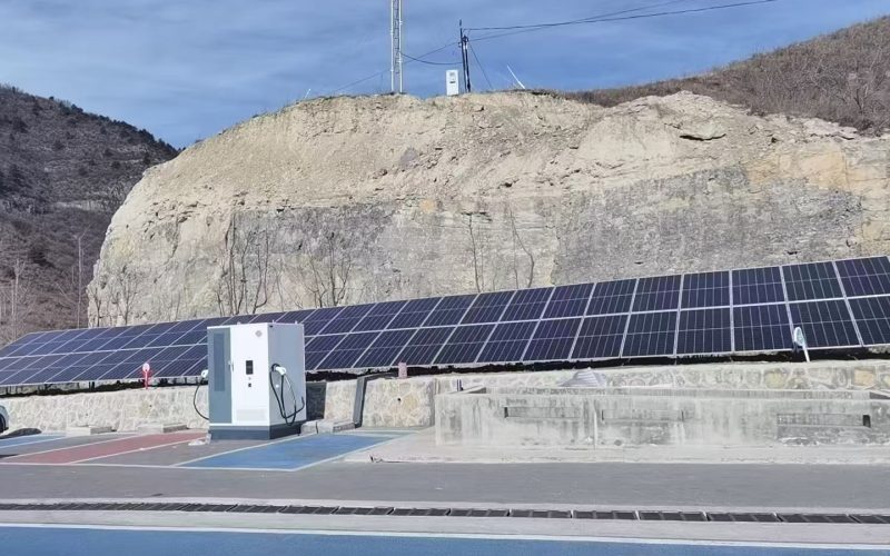 PV array and EV charging equipment at a field installation